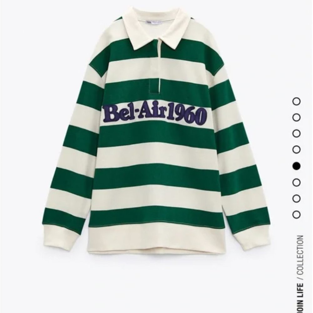 Zara Bel Air Striped Polo Sweatshirt
